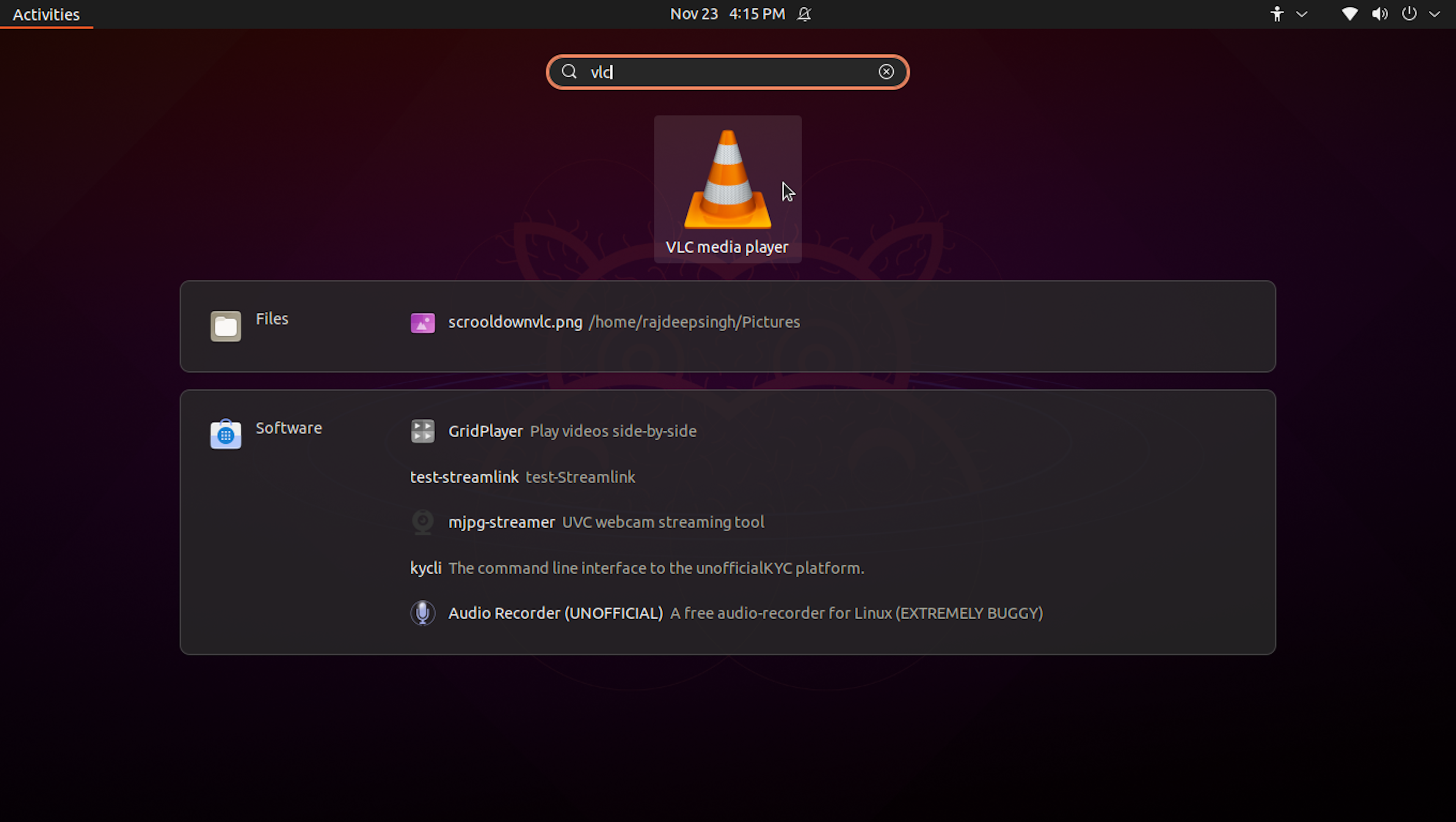 Search the VLC media player and open it
