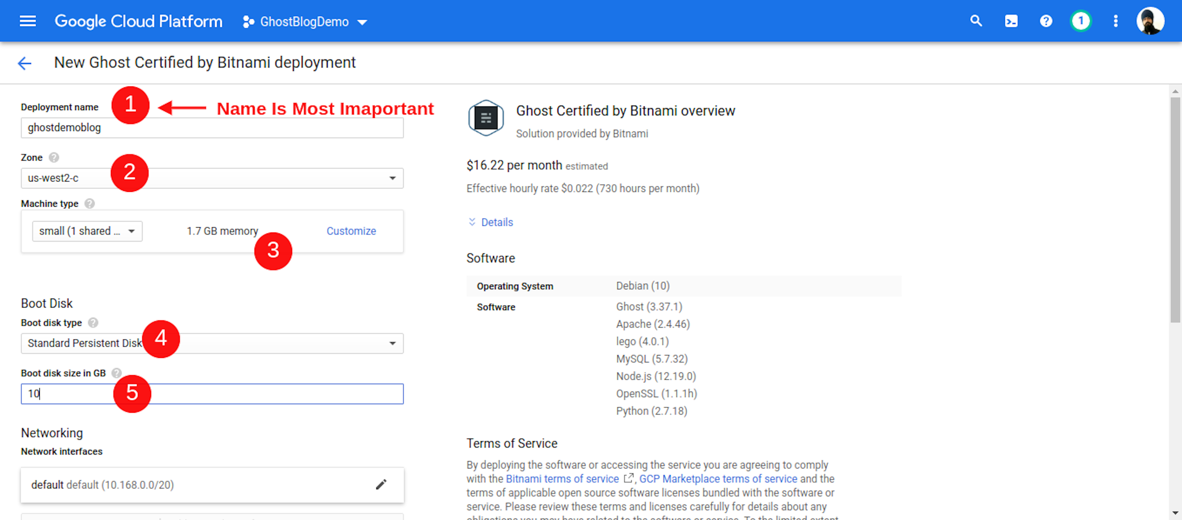 Option Provide By GCP For Ghost CMS