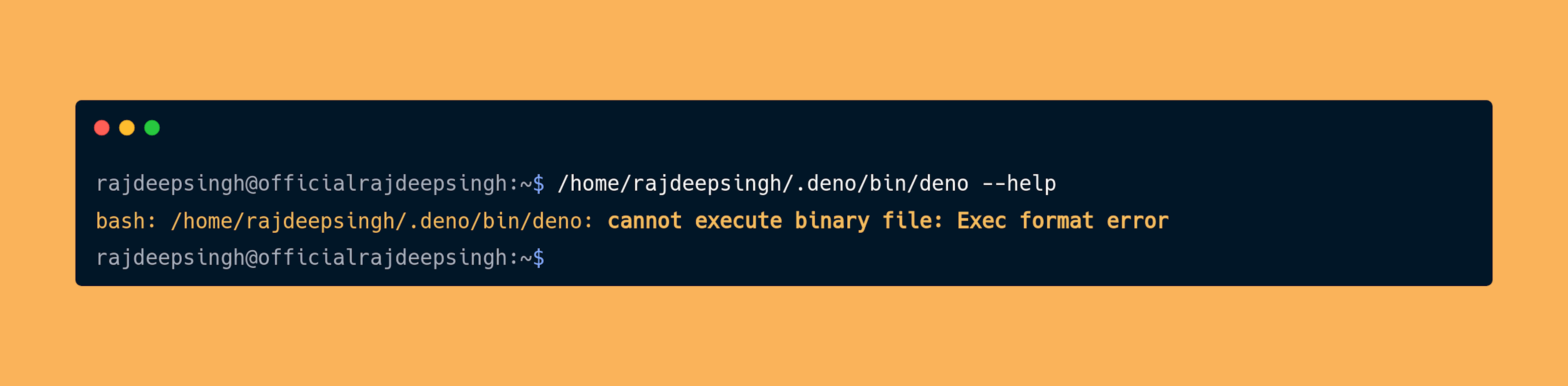 Deno cannot execute binary file: Exec format error in Raspberry pi
