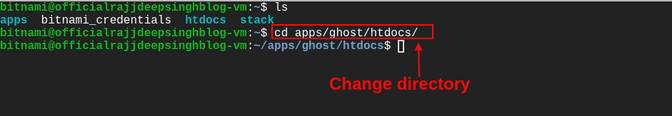 Change directory in ghost cms