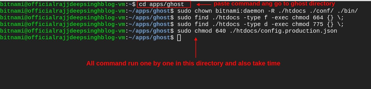 change file permission after ghost installation