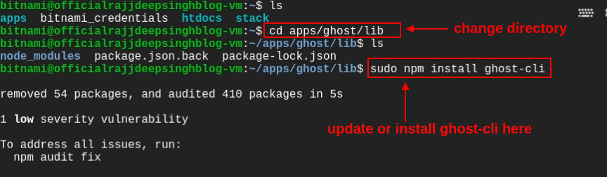 update or install ghost-cli