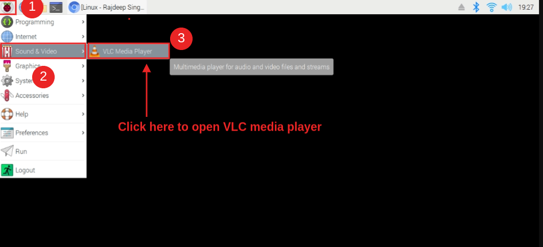 Open VLC Media player In raspberry pi 4
